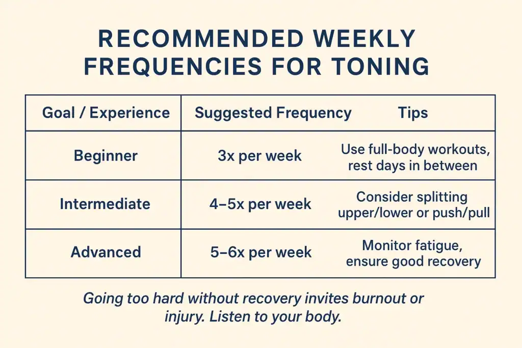 Achieving the Perfect Tone: How Often Should You Exercise for Results? 2 Graphic to show how often you should do exercise to help with toning Northwich